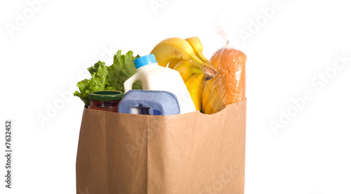Bag of Groceries on WHite