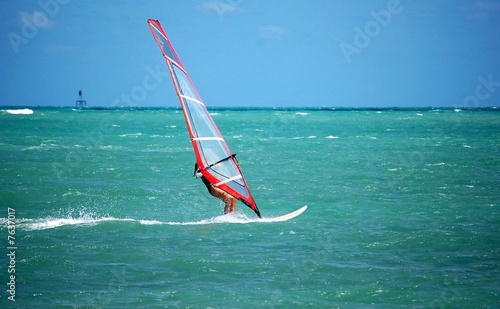 Young Woman Windsurfer