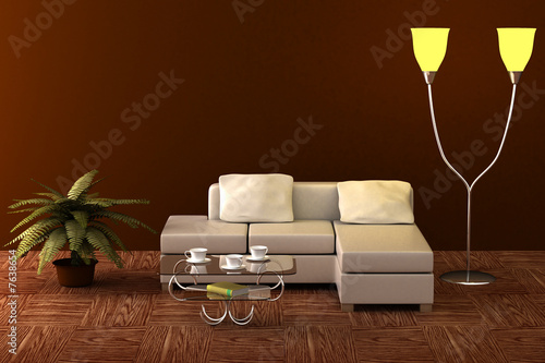 Interior of a living room. ...