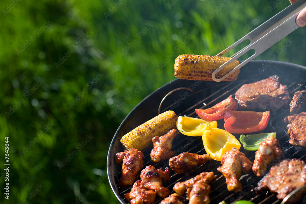 Naklejka premium Grilling at summer weekend