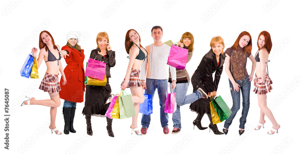shopping people line