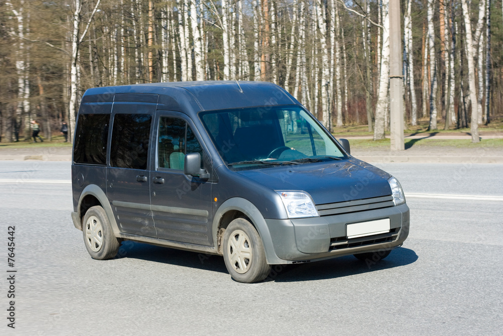 commercial van on road