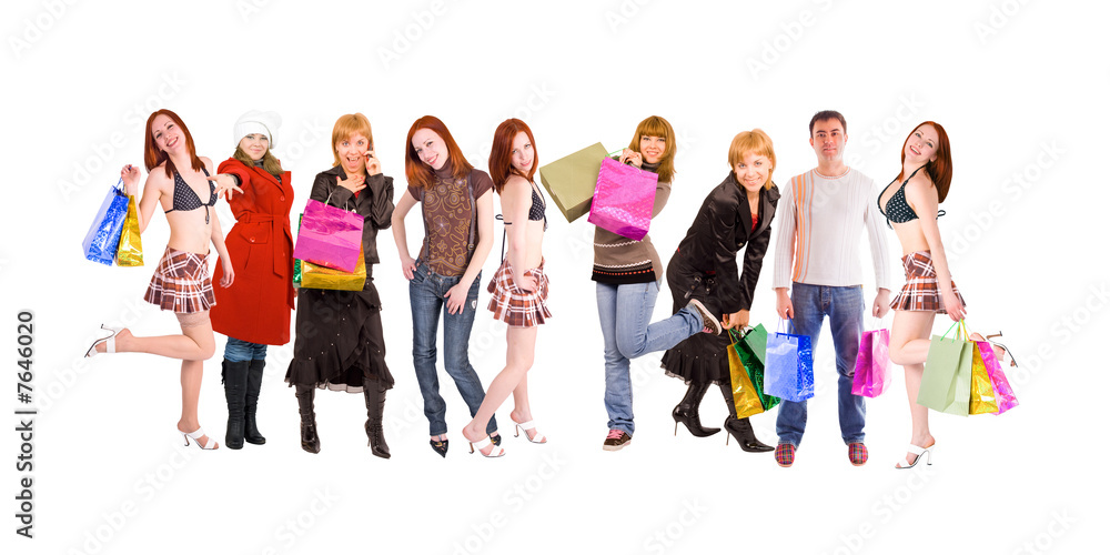 Obraz premium shopping people line