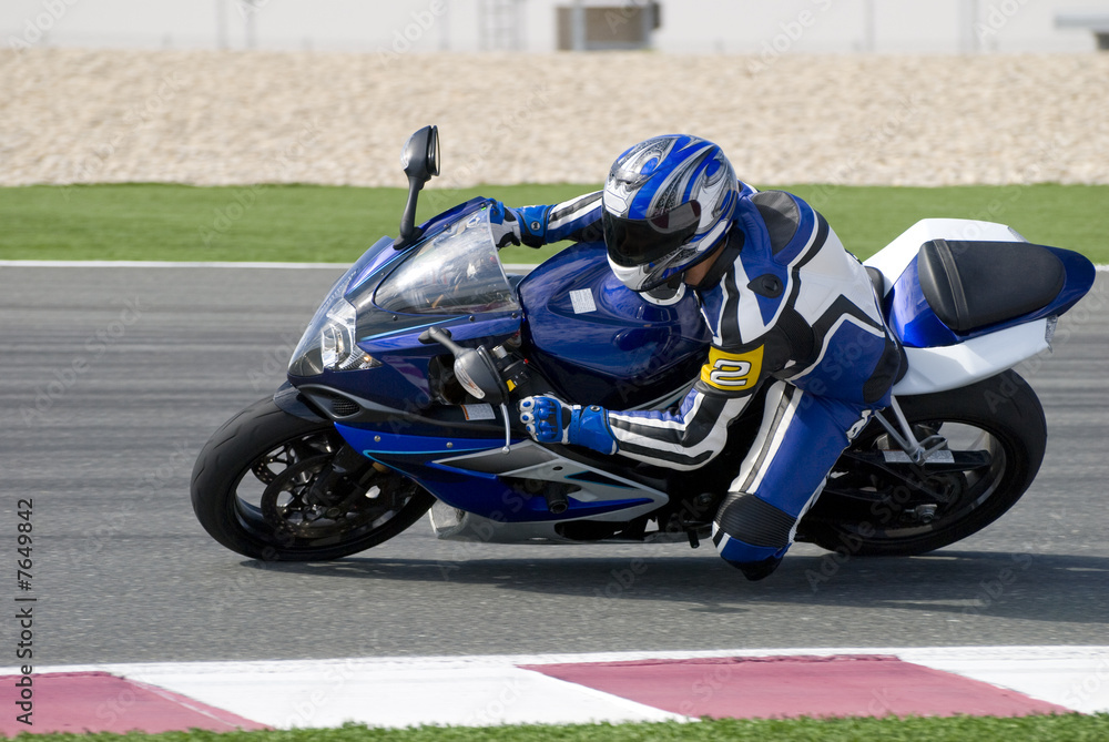 Superbike racing on track