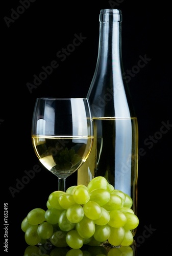 White wine, black background