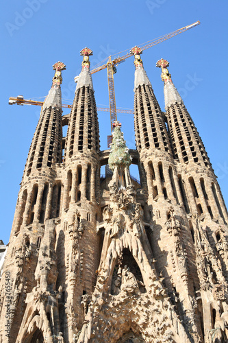 VIew of Sagrada Famila in Barcelona, Spain