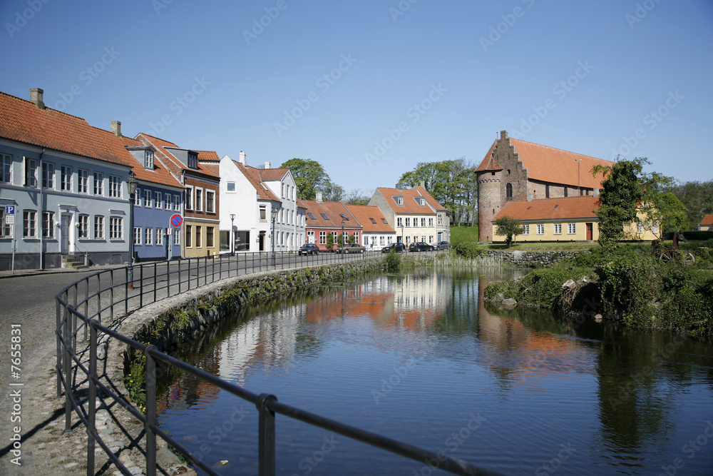 Old part of Nyborg, Denmark and the 800 years old castle 