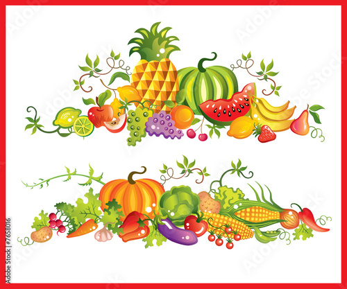 Different varieties of vegetables and fruits