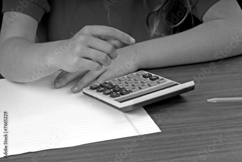 Girl Using Calculator