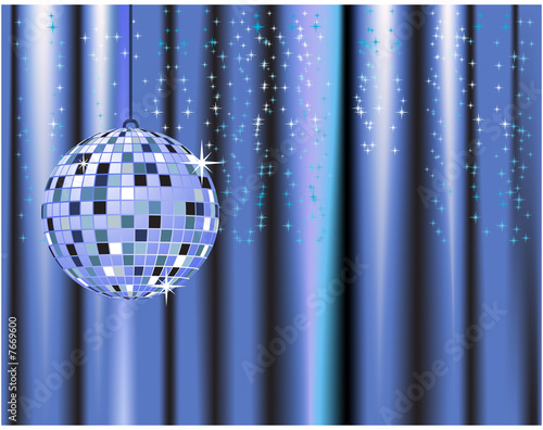 Disco ball, curtains, celebration