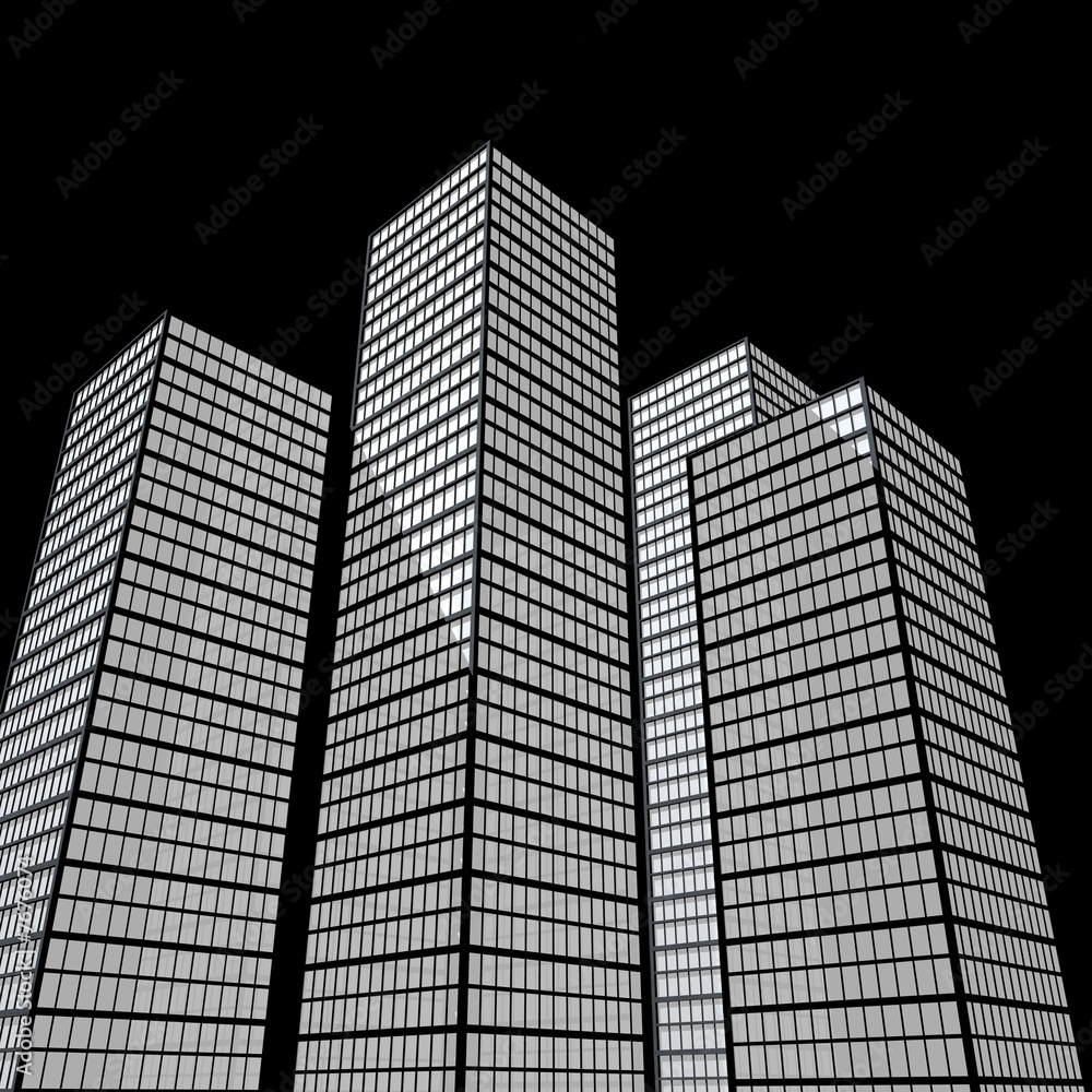 Fototapeta premium Hochhäuser mit schwarzen Hintergrund