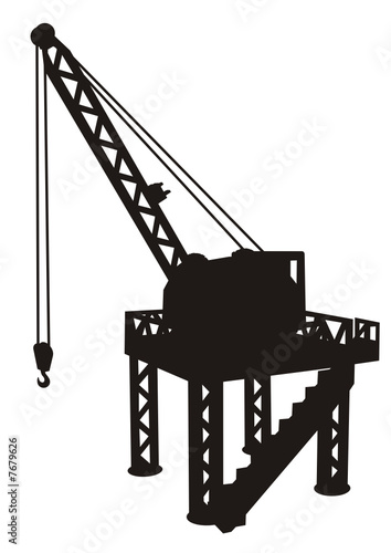 Silhouette of construction platform with crane