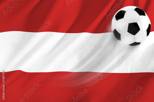 soccer ball on background of the flag austria