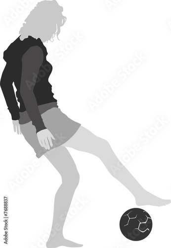 young girl playing soccer illustration