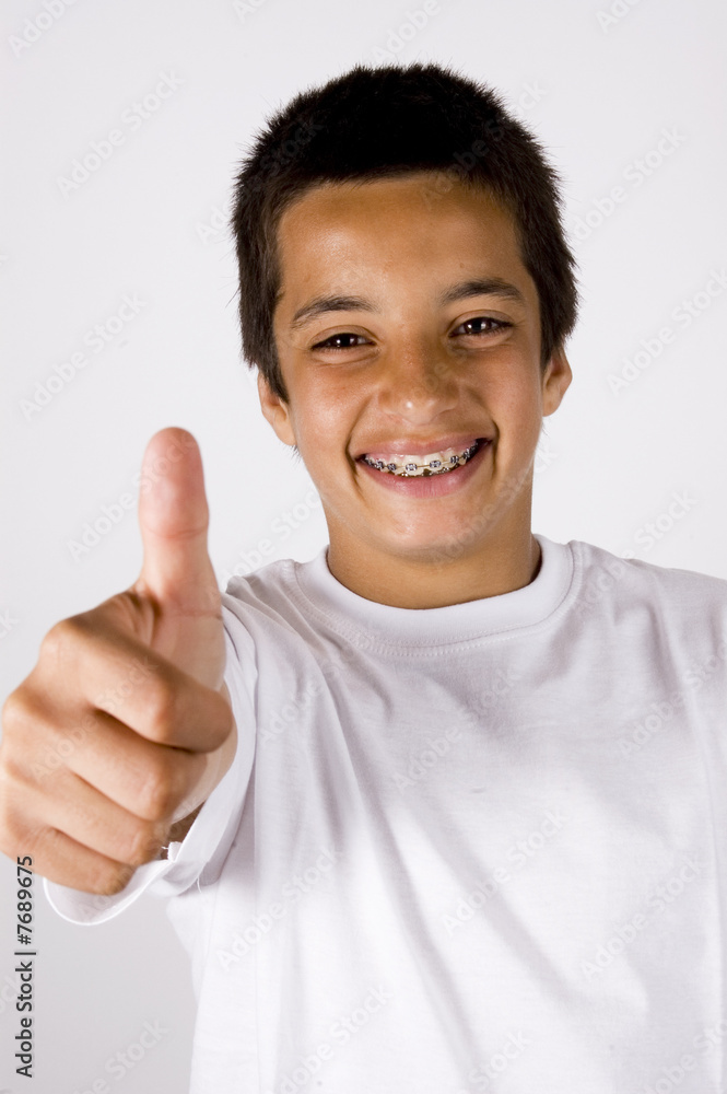 teenage boy with thumb up