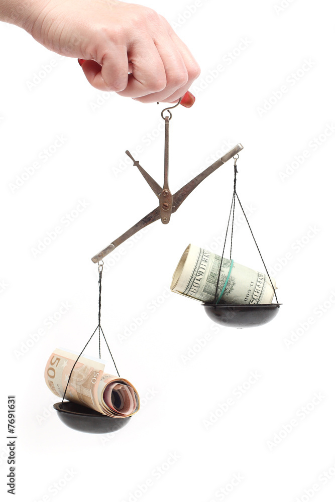 Money on scales unbalanced