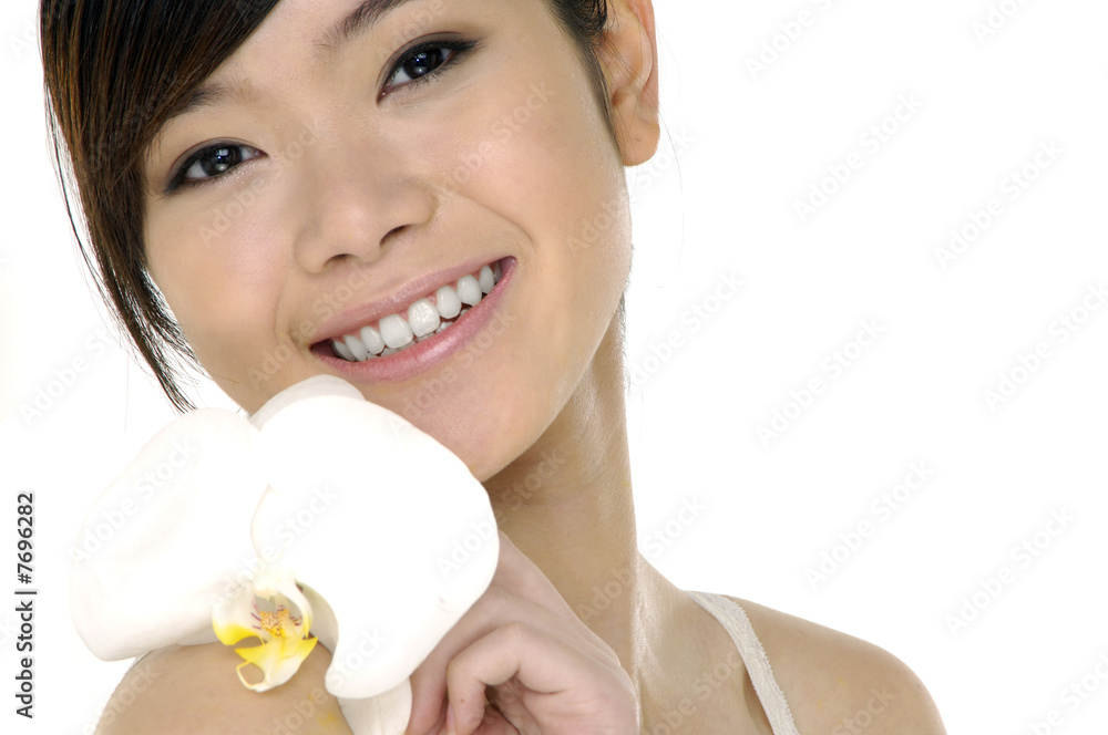 Beautiful Asian woman and orchid Beautiful Asian woman and orchid
