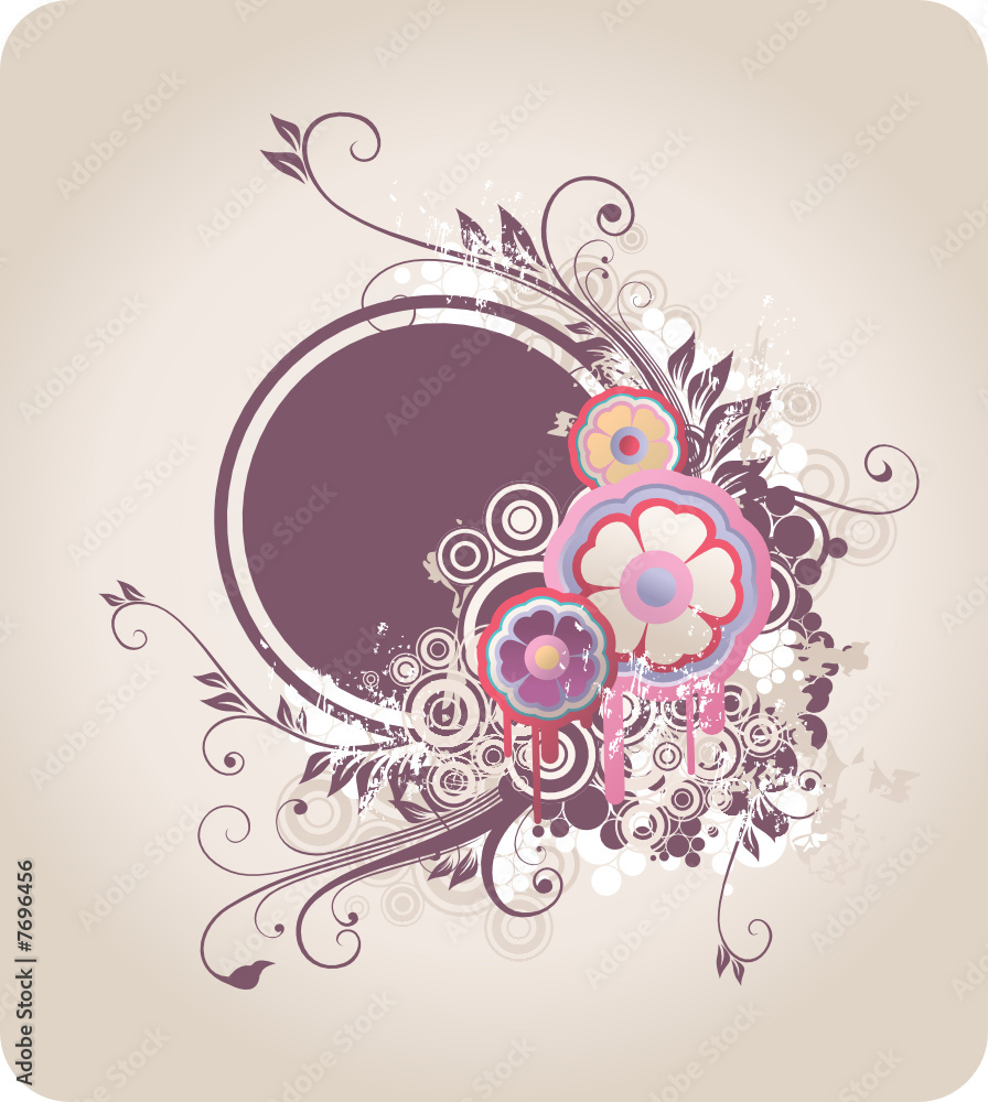 frame for text or photo with grunge elements, flowers frame for text or photo with grunge elements, flowers