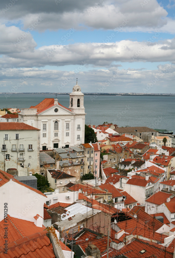 Lisbon cityscape with church