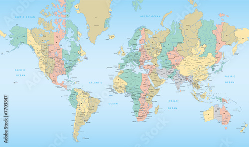 World map with Time Zones