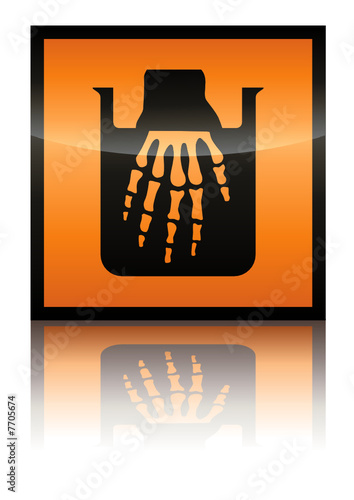 Symbole de produit corrosif (reflet métal)