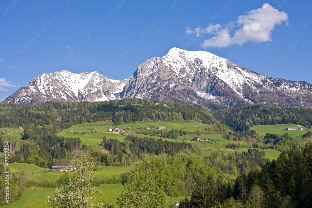 alpine landscape in the springtime