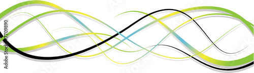 Abstract wave design in green and blue with copy space