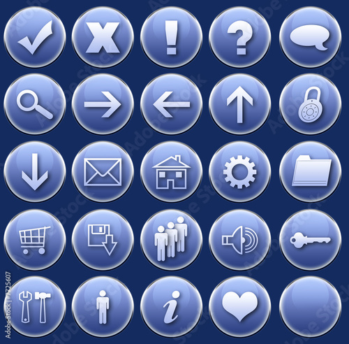set of blue web icons
