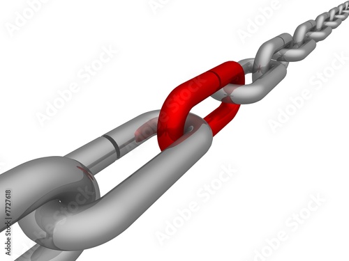 Metal chain on a white back...