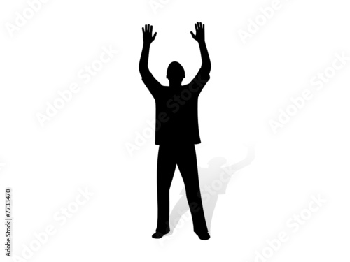 Boy with hands up