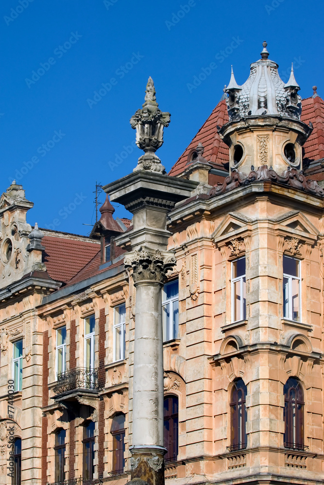Building of 1800s in baroque style in Lviv downtown Building of 1800s in baroque style in Lviv downtown