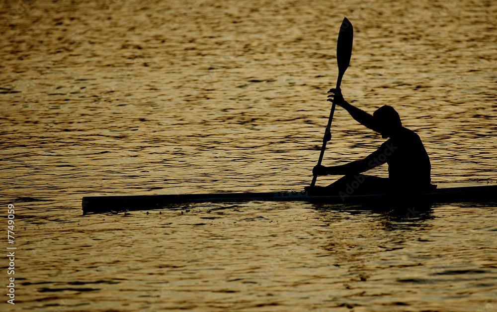 Canoeist at dusk