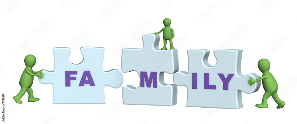 Conceptual image - family making a puzzle Conceptual image - family making a puzzle