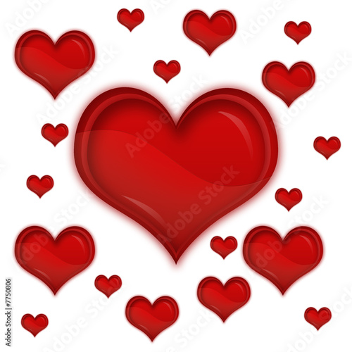 red shiny hearts