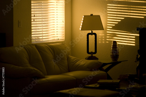 Fotografi Sunlight through window blind