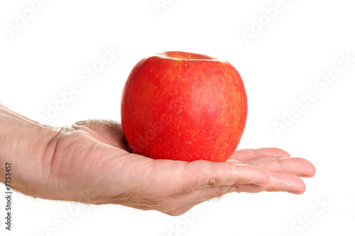 Man holding delicious red apple