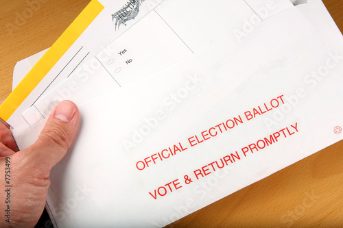 Man opening mail in ballot
