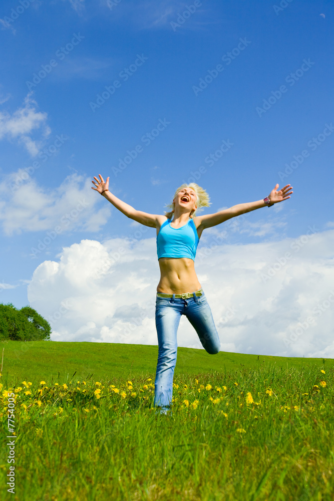 The girl jumping The girl jumping