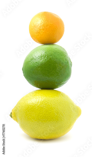 Lemon, Lime and Small Tangerine in a Stack