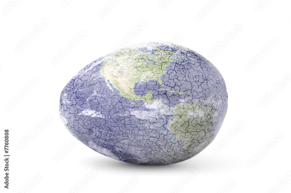 Finely Cracked Earth Egg on White