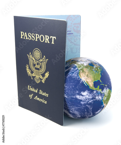 US Passport with Earth on White