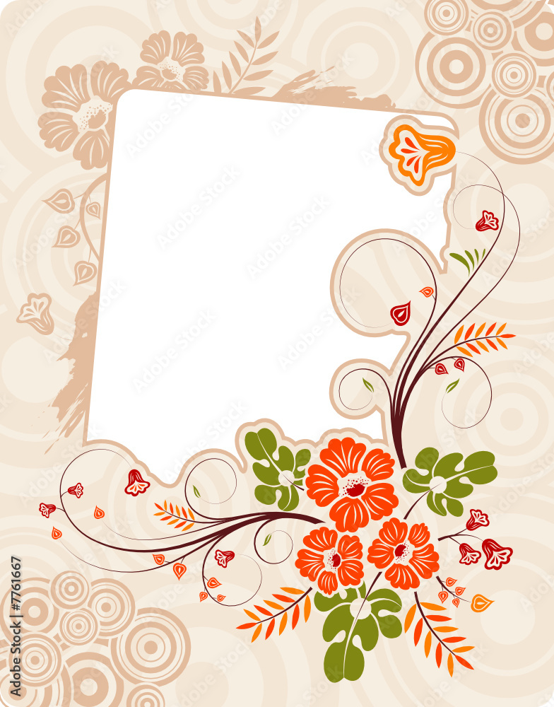 Flower background with frame and circle, design, vector