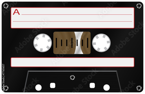 Audio cassete. Vector illustration. Isolated on white.