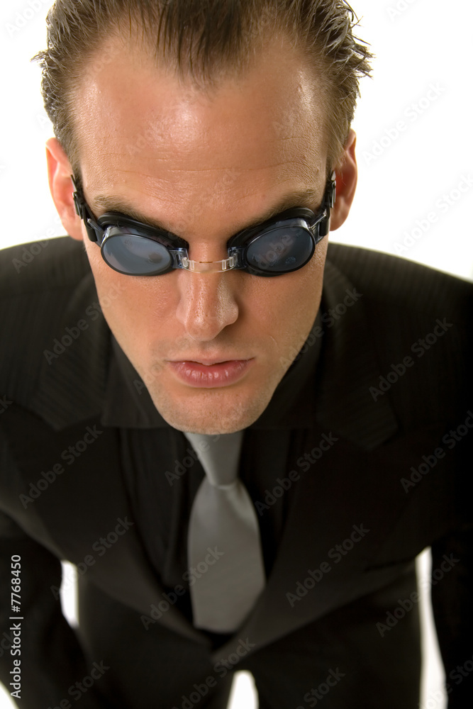 Successful young businessman wearing goggles Successful young businessman wearing goggles