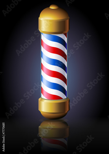 Enseigne du salon de coiffure rétro sur fond noir (reflet)