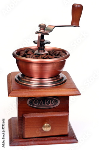 Retro coffee beans grinder with beans