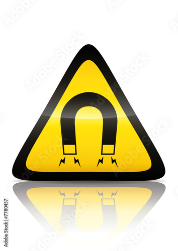 Symbole de danger magnétique (reflet métal) 