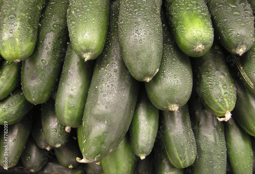 Stack of Wet Cucumbers