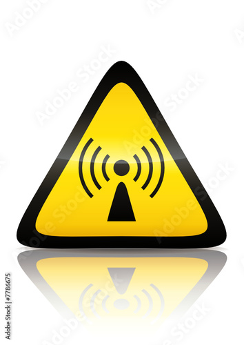 Symbole de danger de radiation non ionisante (reflet métal)