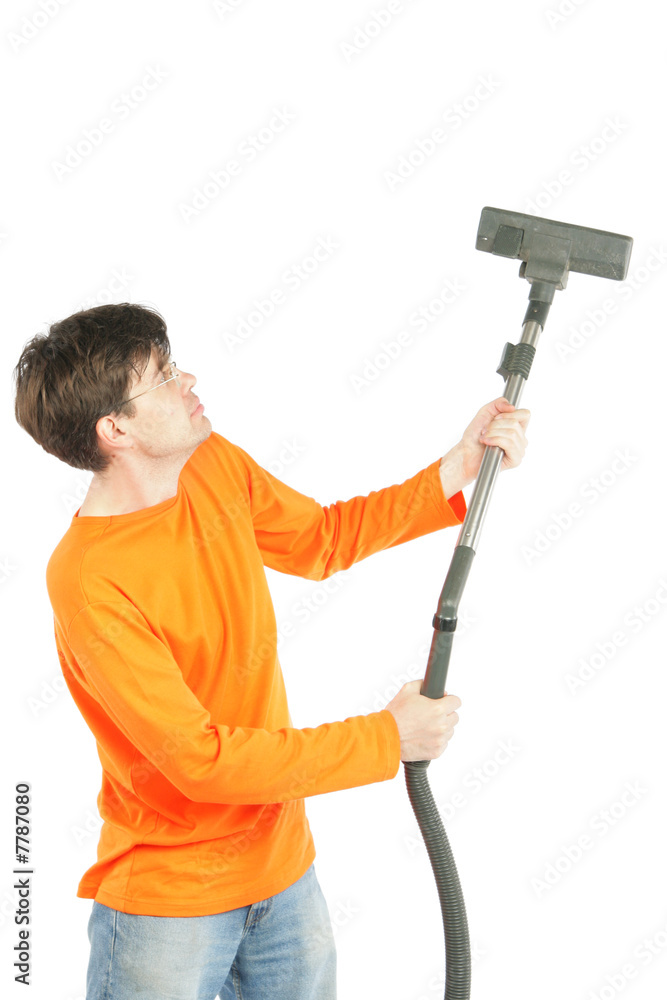 Man with vacuum Man with vacuum